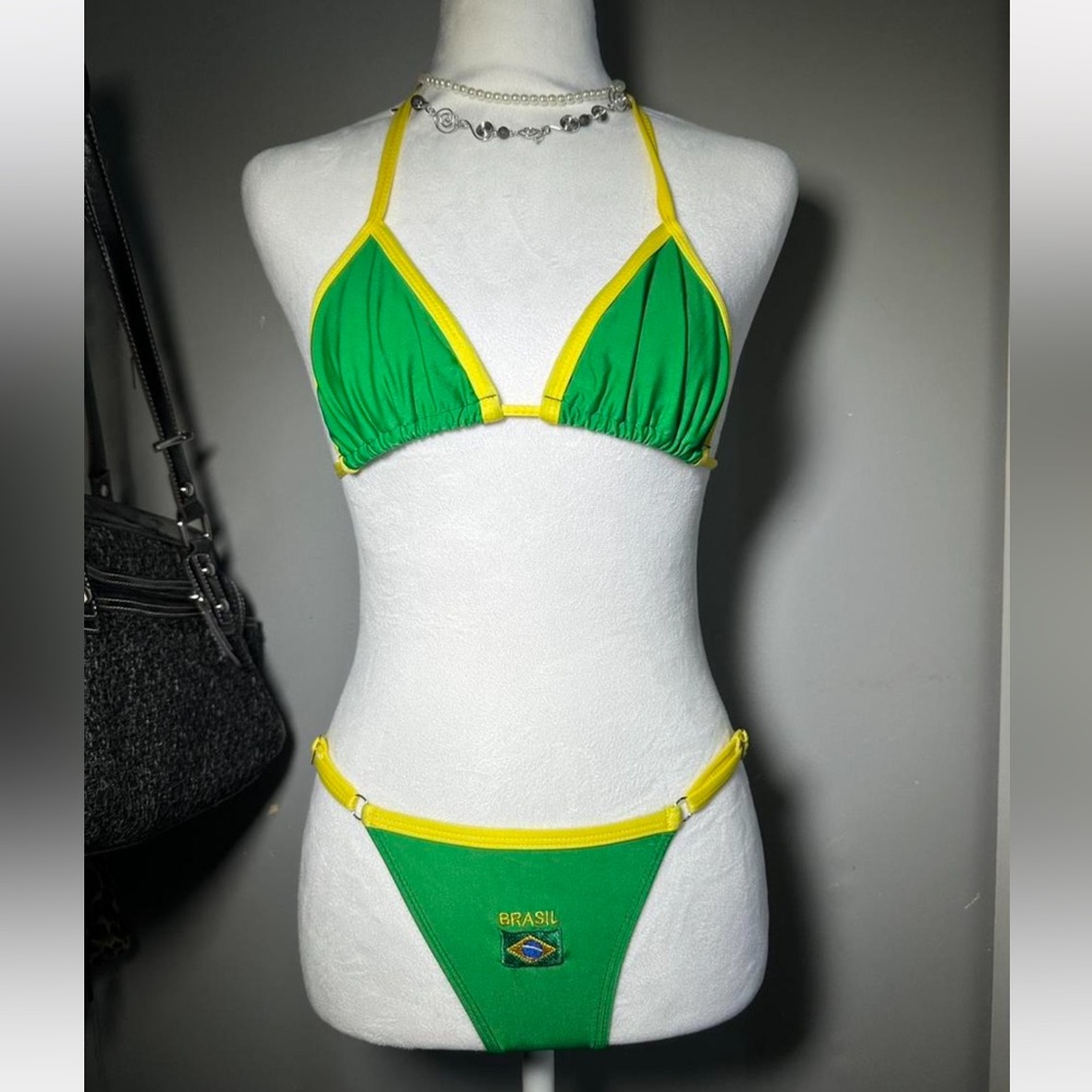 Green and Yellow Bikini Set